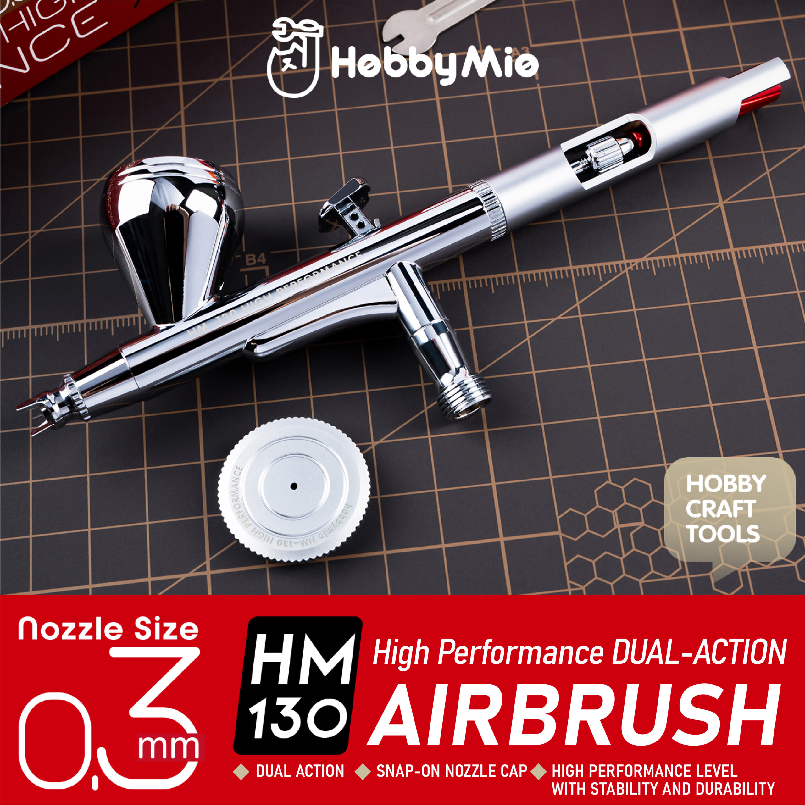HobbyMio HM-130HP - High Performance Dual-Action Airbrush